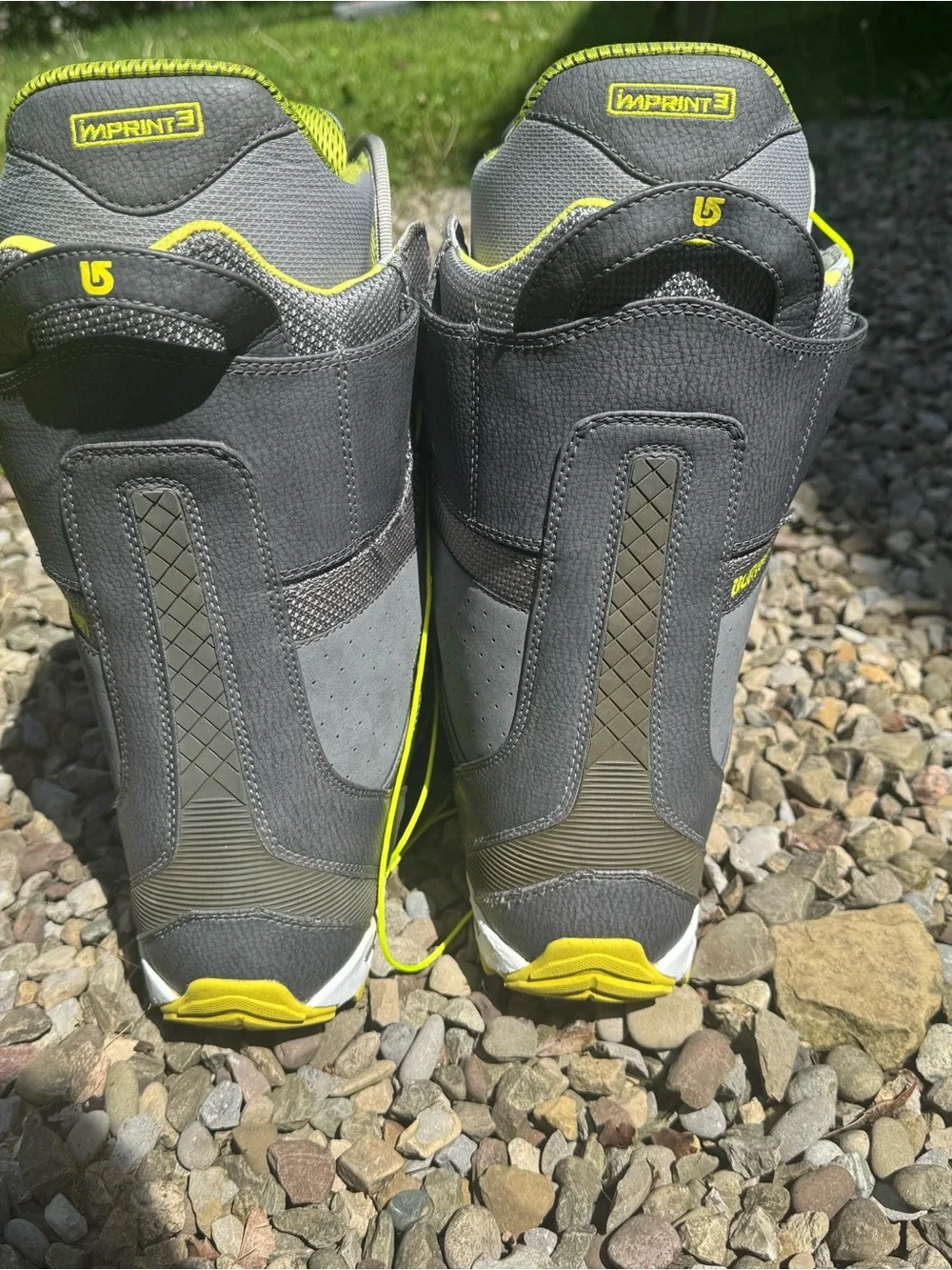 Burton Imprint 3 11.5 Grey and Neon Yellow Snowboard Boots